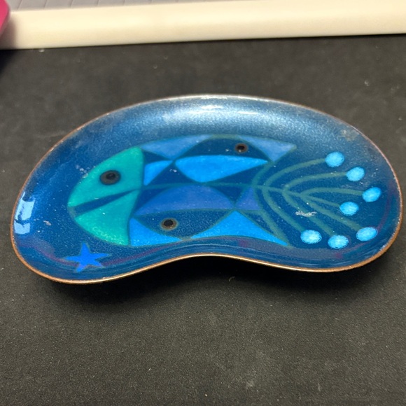 Abstract Rare Vintage Rare Miguel Pineda Enamel On Copper Dish - Picture 4 of 6